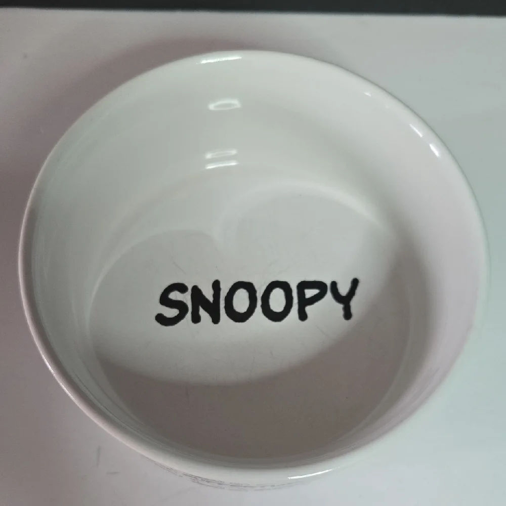 Gibson Peanuts Snoopy White Suppertime Ceramic Pet Food Dish